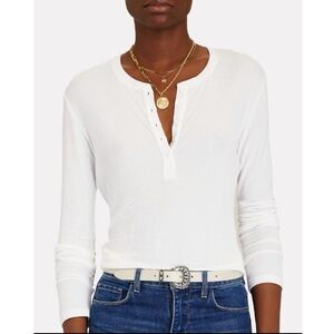 NWOT | L’AGENCE Faith White Ribbed Long Sleeve Henley Top Sz M